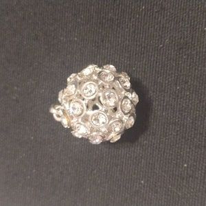 Silver Tone W/ White Rhinestone Sphere Pendant